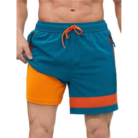 Mens Swimming Trunks with Compression Liner Inch Quick Dry Beach